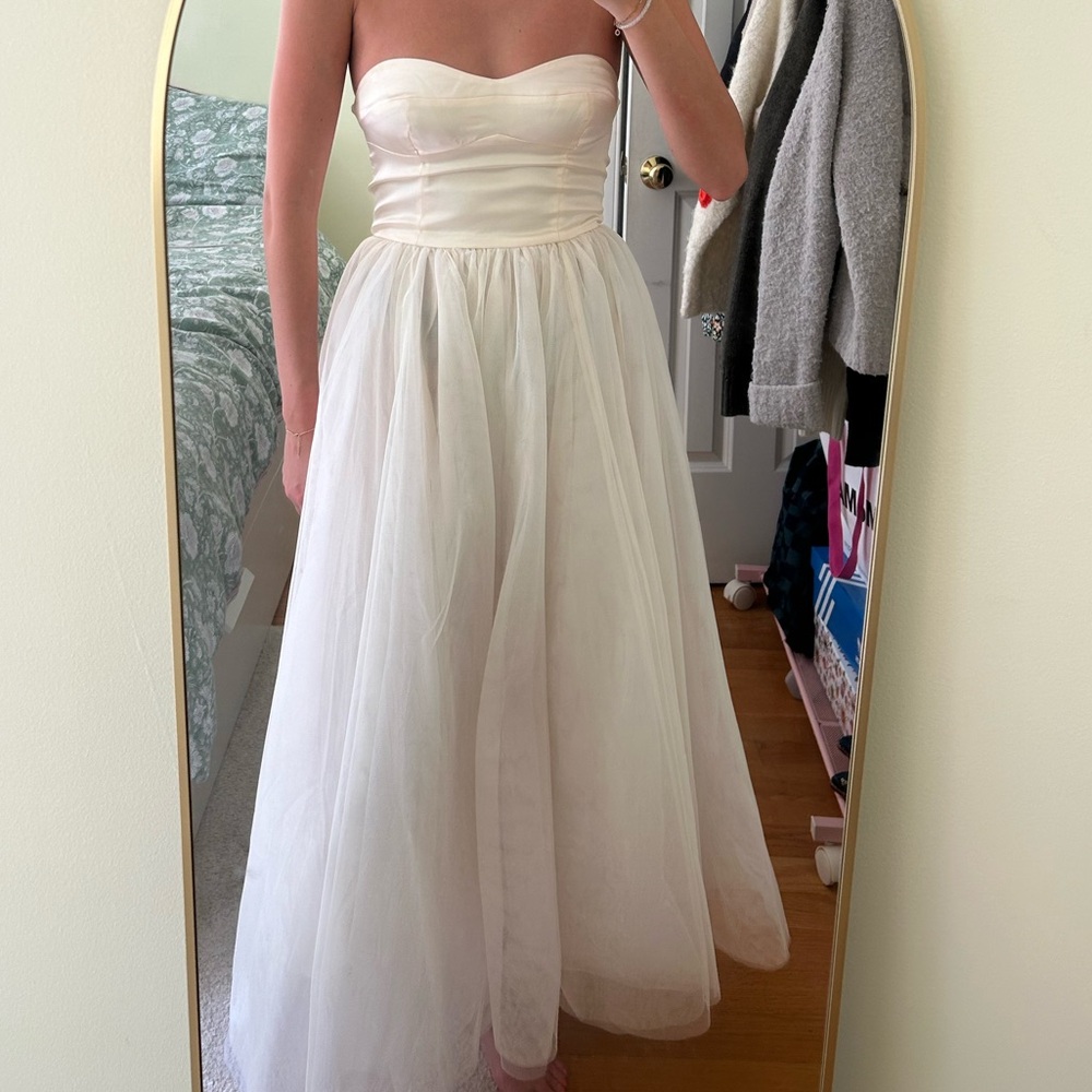 Elegant Strapless White Gown